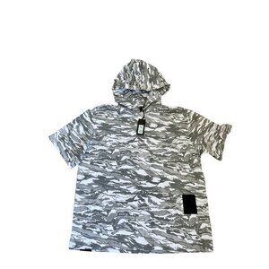 Puma Xo Ss Hoodie Camouflage Design Short Sleeve White/Gray Mens Size M